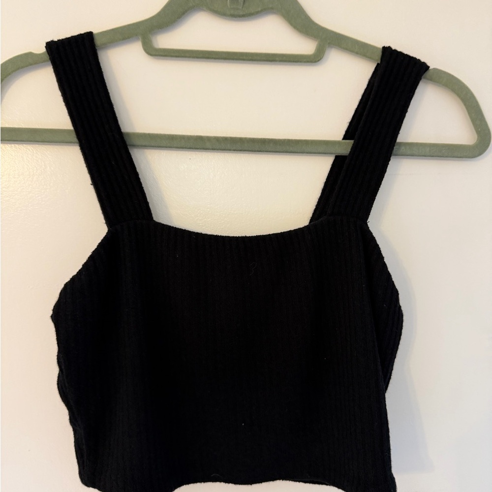 Black Ribbed 2 Piece Top and Skirt Set